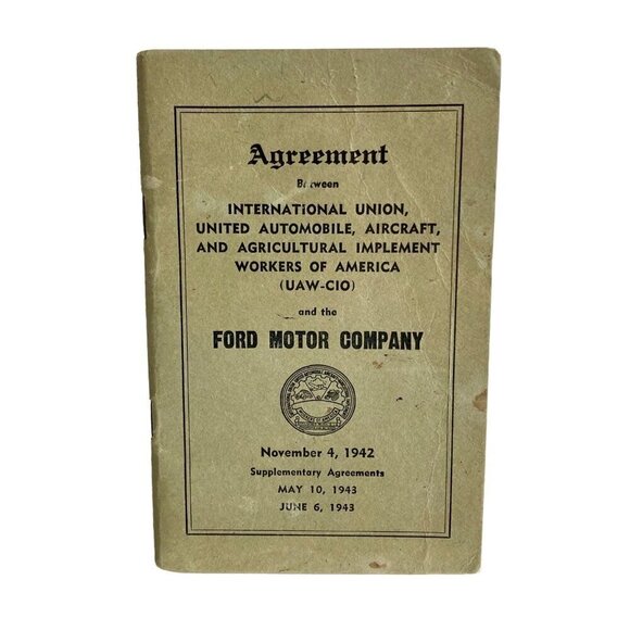 RARE 1942-43 Ford Motor Company Union Agreement Book Vintage UAW Contract WWII - Picture 1 of 8